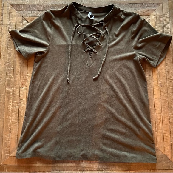 Suede army green shirt - Picture 3 of 6